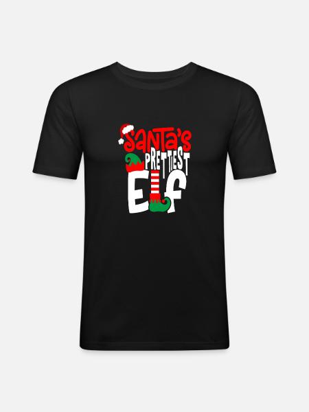 Santa s Prettiest Elf - Men's Slim Fit T-Shirt - black