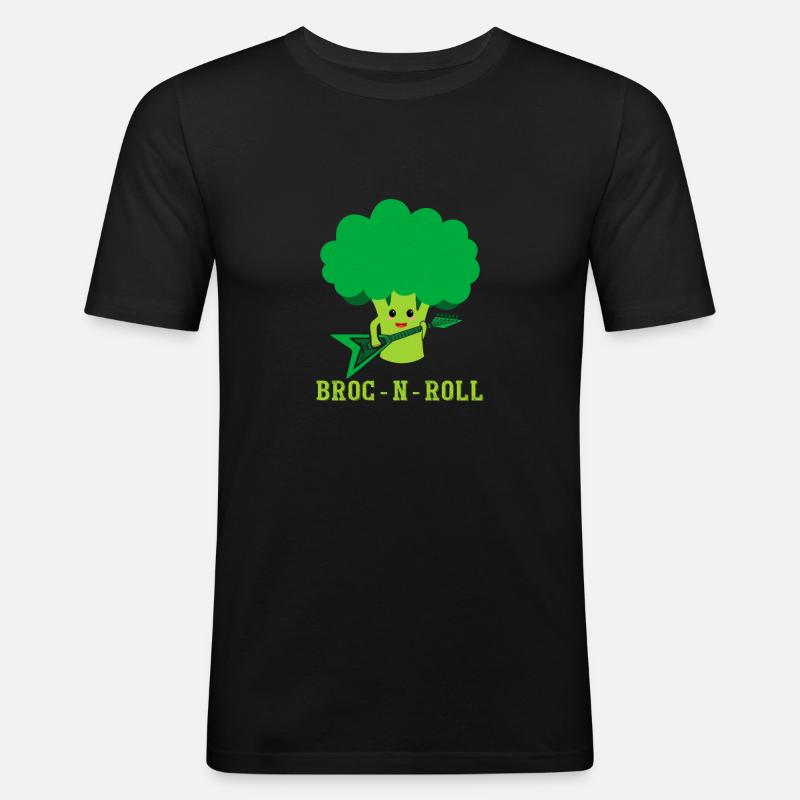 Broc n Roll Broccoli Vegetable - Men's Slim Fit T-Shirt - black