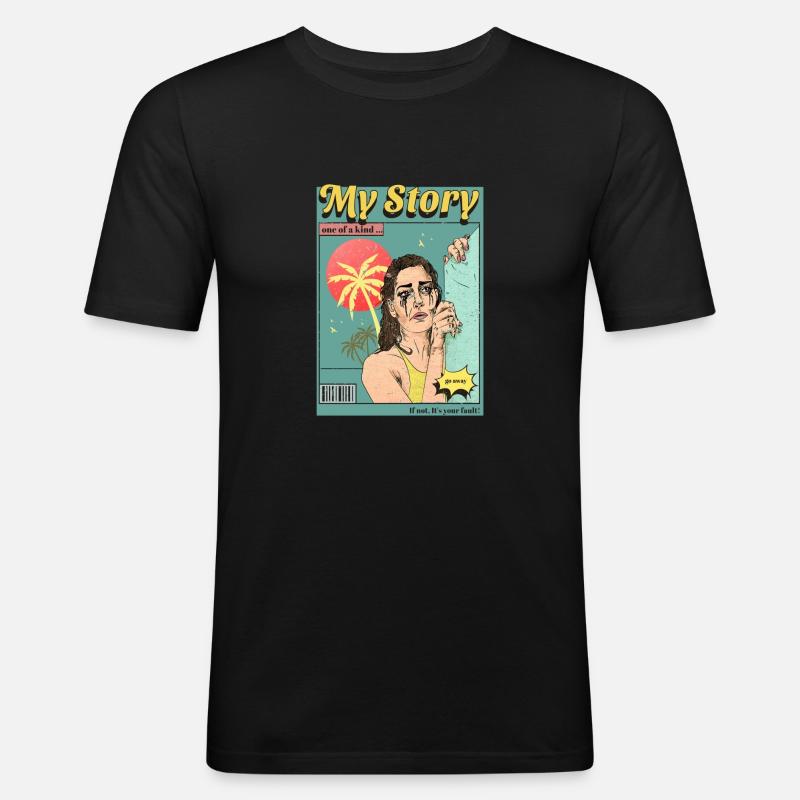 Comic Buch - Männer Slim Fit T-Shirt - Schwarz