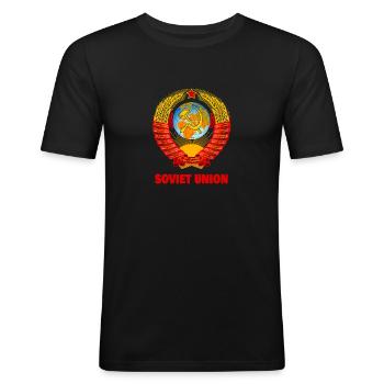 Union soviétique URSS Armoiries avec faucille marteau - T-shirt près du corps Homme - noir - Devant - Nik (191cm)