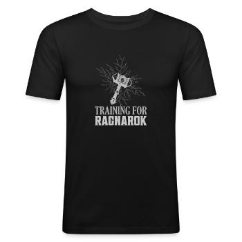 Formation pour les Ragnarok Vikings Norse - T-shirt près du corps Homme - noir - Devant - Nik (191cm)