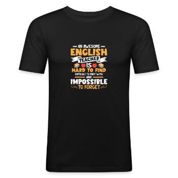 An Awesome English Teacher School Grammar - Men's Slim Fit T-Shirt - black - Front - Nik (191cm)