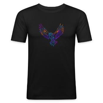 Aigle polygonal - T-shirt près du corps Homme - noir - Devant - Nik (191cm)