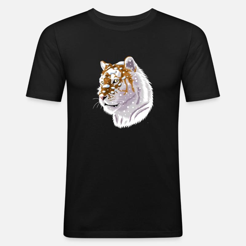 Sibirischer Schneetiger - Männer Slim Fit T-Shirt - Schwarz