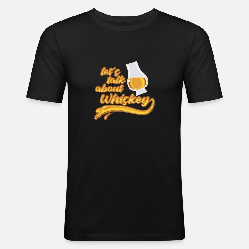 Let's talk about Whiskey - Männer Slim Fit T-Shirt - Schwarz