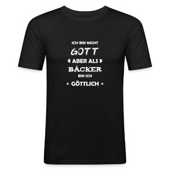 Bäcker Geschenk Spruch - Männer Slim Fit T-Shirt - Schwarz - Vorne - Nik (191cm)