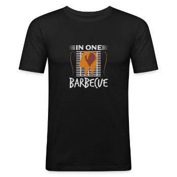 DANS UN BARBECUE - T-shirt près du corps Homme - noir - Devant - Nik (191cm)