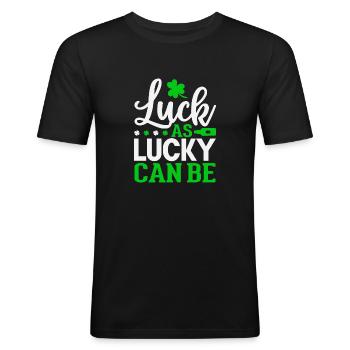 Luck as lucky can be - Men's Slim Fit T-Shirt - black - Front - Nik (191cm)