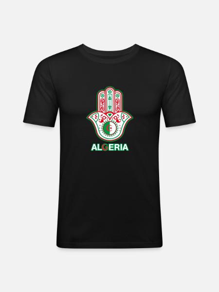 I love Algeria - Fatma's hand - Men's Slim Fit T-Shirt - black