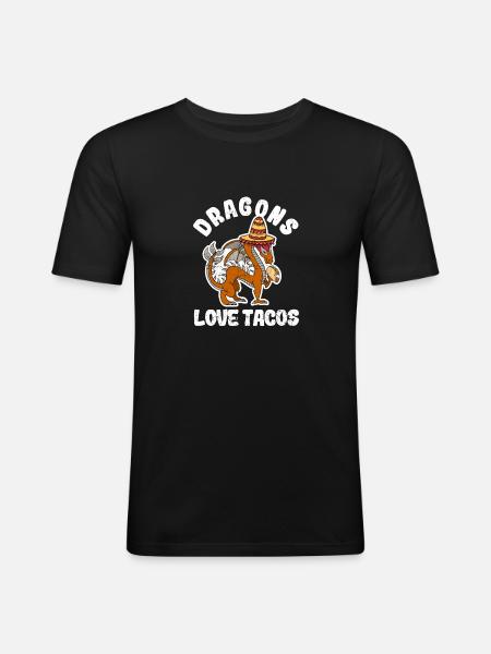 Lohikäärmeet rakastavat tacoja Cinco De Mayo meksikolaista ruokaa - Miesten tyköistuva t-paita - musta