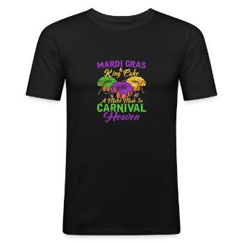 Mardi Gras & King Cake Match Made Carnival Heaven - Männer Slim Fit T-Shirt - Schwarz - Vorne - Nik (191cm)