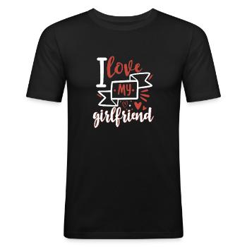 J’aime ma copine - T-shirt près du corps Homme - noir - Devant - Nik (191cm)