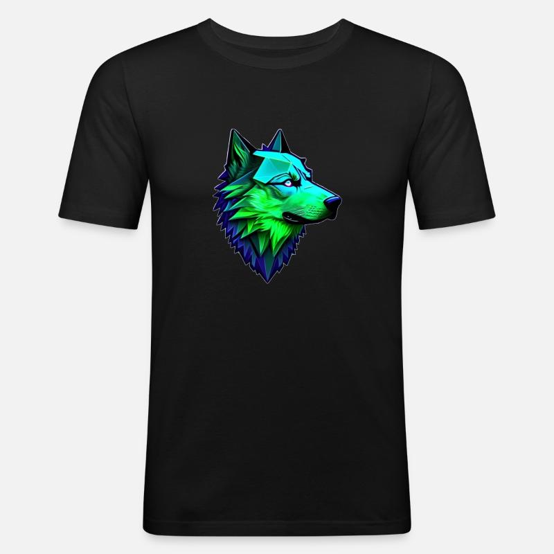 Wolf polygonale Form - Männer Slim Fit T-Shirt - Schwarz