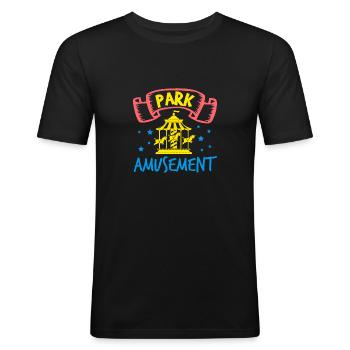 PARK AMUSEMENT - Men's Slim Fit T-Shirt - black - Front - Nik (191cm)