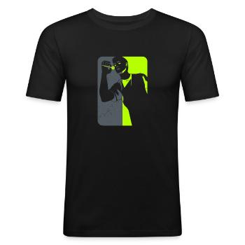 Darts Tournament Darts Teamplaye - Männer Slim Fit T-Shirt - Schwarz - Vorne - Nik (191cm)