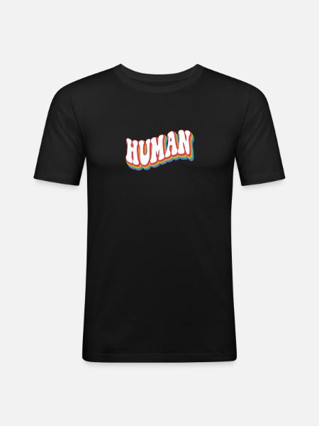 Human - Pride Rainbow LGBTQ+ - Men's Slim Fit T-Shirt - black
