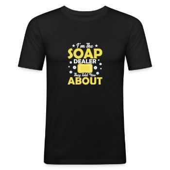Je suis le marchand de savon dont ils vous ont parlé de la fabrication de savon - T-shirt près du corps Homme - noir - Devant - Nik (191cm)