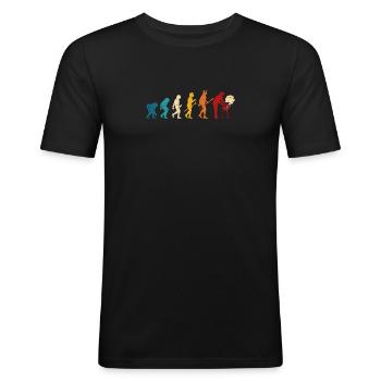 Grillen Evolution des Menschen BBQ Grill Barbeque - Männer Slim Fit T-Shirt - Schwarz - Vorne - Nik (191cm)