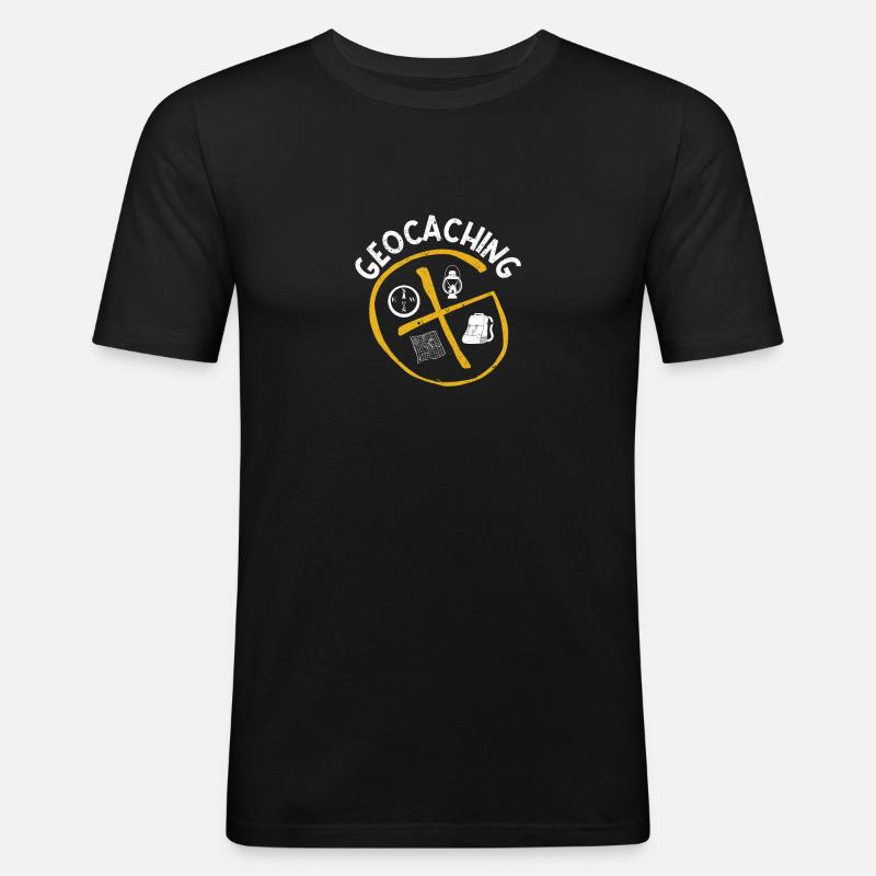 Expérience de camping Geocaching Geocaching - T-shirt près du corps Homme - noir