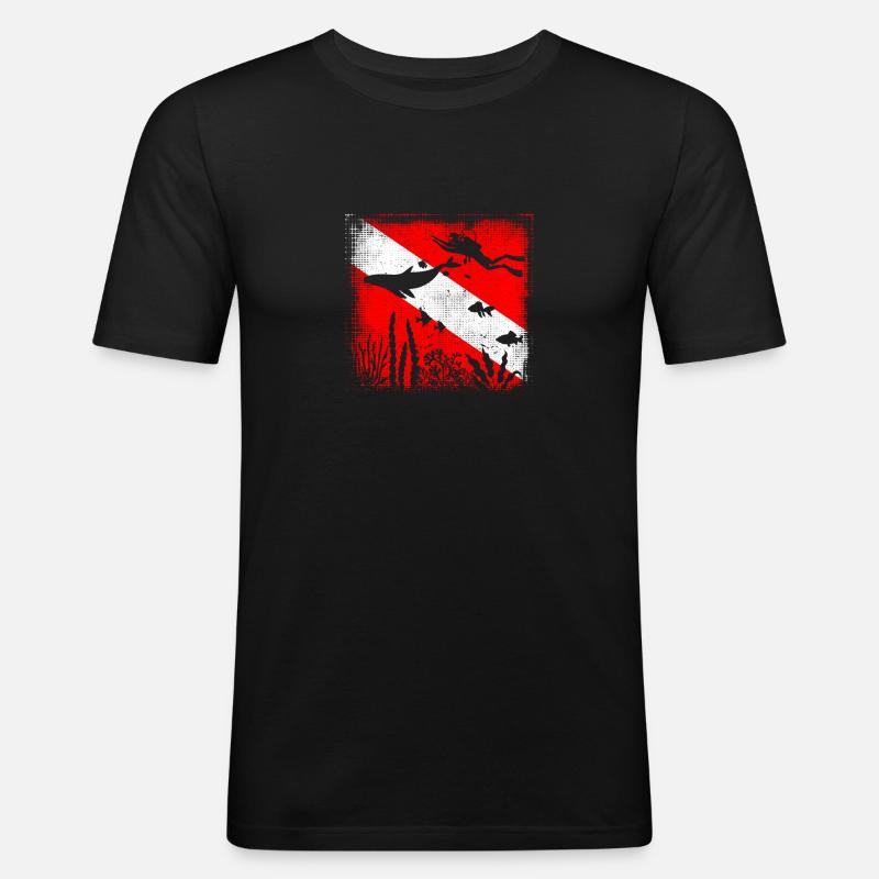 Scuba Dive Flag Deep Diving Divemaster Instructor - Men's Slim Fit T-Shirt - black
