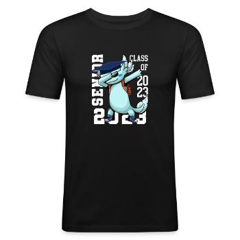 Senior 2023 Grad Happy Axolotl Dabbing Graduierung - Männer Slim Fit T-Shirt - Schwarz - Vorne - Nik (191cm)