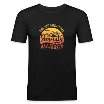 Posez-moi des questions sur mes avars allergiques aux noix allergiques aux arachides - T-shirt près du corps Homme - noir - Devant - Nik (191cm)
