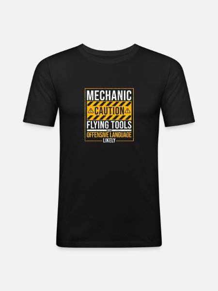 Mechanic Warning Flying Tools Offensive - Men's Slim Fit T-Shirt - black