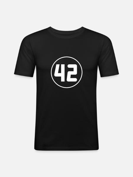 42 weiß - Männer Slim Fit T-Shirt - Schwarz
