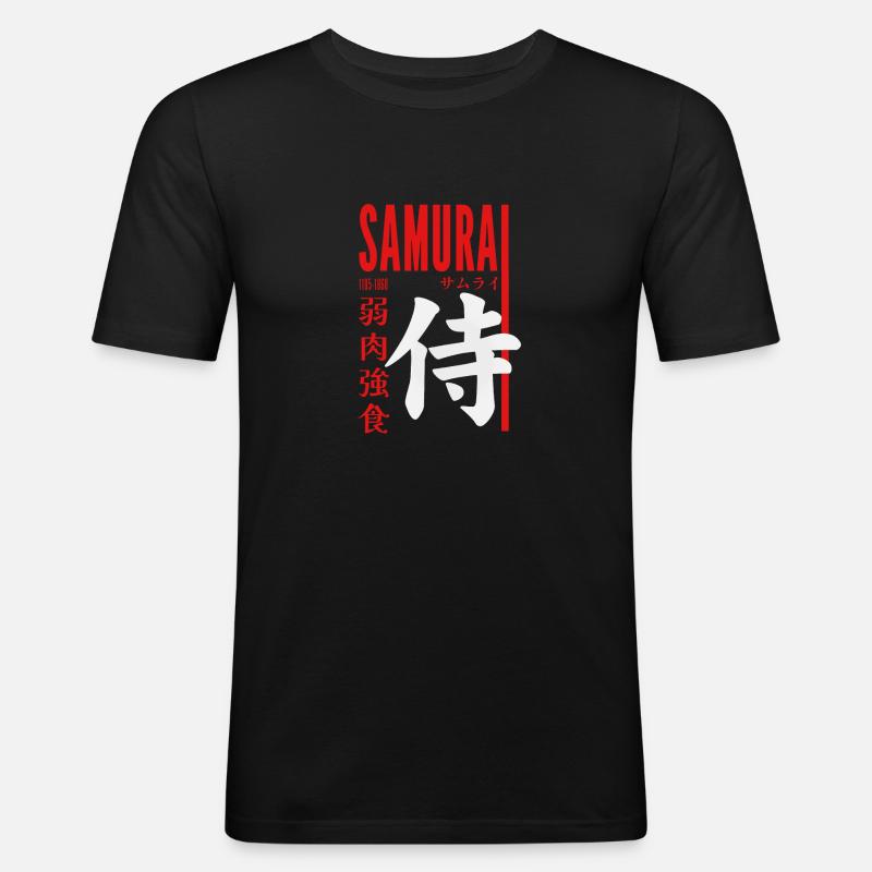 Samurai Master - Männer Slim Fit T-Shirt - Schwarz