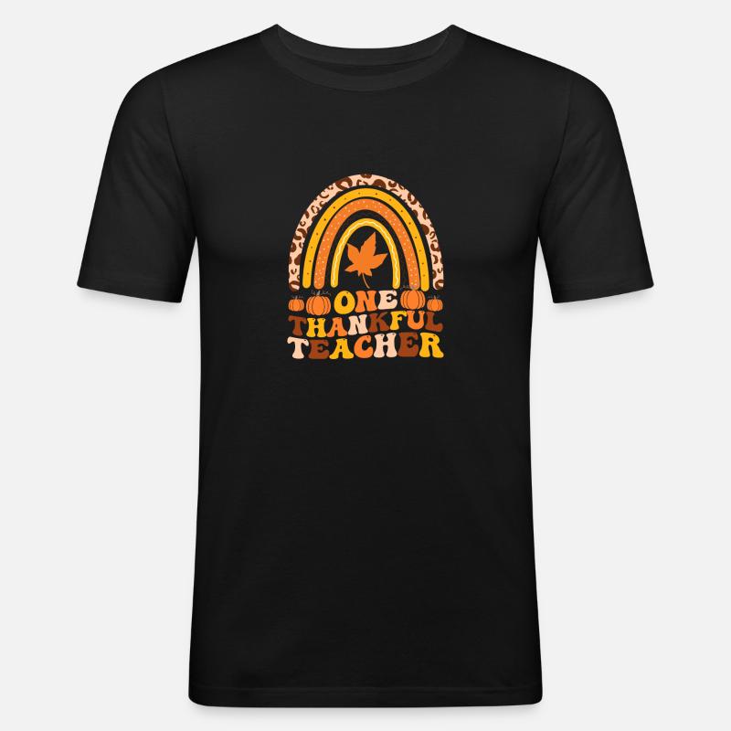 Ein dankbarer Lehrer Regenbogen-Leopard-Lehrer - Männer Slim Fit T-Shirt - Schwarz