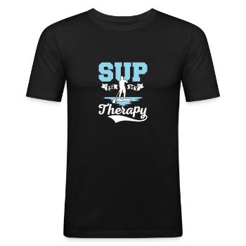 SUP Is My Therapy Stand Up Paddle Board - Männer Slim Fit T-Shirt - Schwarz - Vorne - Nik (191cm)