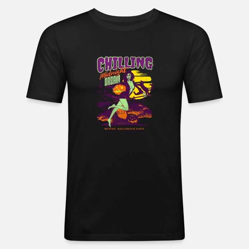 Halloween Hexe Classic Comic - Männer Slim Fit T-Shirt - Schwarz