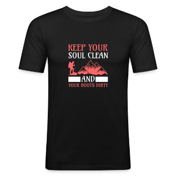 Soul Clean - Männer Slim Fit T-Shirt - Schwarz - Vorne - Nik (191cm)