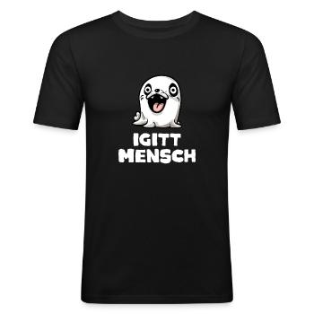 Ich Hasse Menschen Geschenkidee Igitt Menschen - Männer Slim Fit T-Shirt - Schwarz - Vorne - Nik (191cm)