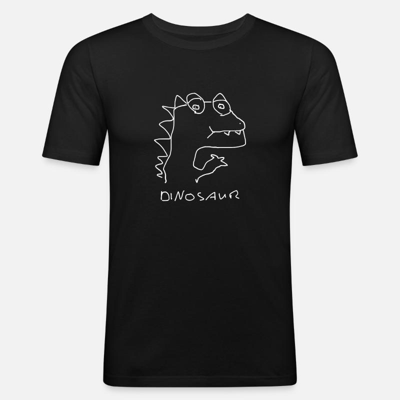 Dinosaurier - Männer Slim Fit T-Shirt - Schwarz