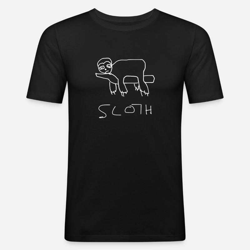 Faultier - Männer Slim Fit T-Shirt - Schwarz