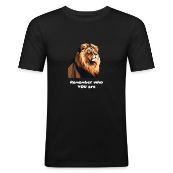 Fier Lion - Souvenez-vous de qui vous êtes ! - T-shirt près du corps Homme - noir - Devant - Nik (191cm)