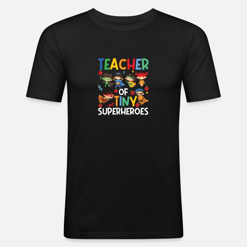 Lehrer der winzigen Superhelden Lustiger - Männer Slim Fit T-Shirt - Schwarz