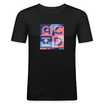Acid House Techno Trip EDM Fête Festival DJ - T-shirt près du corps Homme - noir - Devant - Nik (191cm)