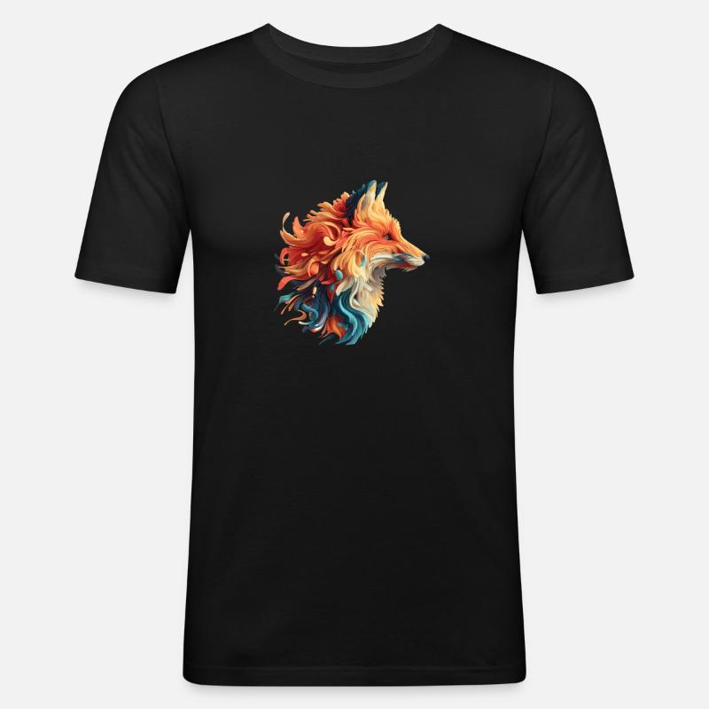 Farbenfroher abstrakter Fuchs - Männer Slim Fit T-Shirt - Schwarz