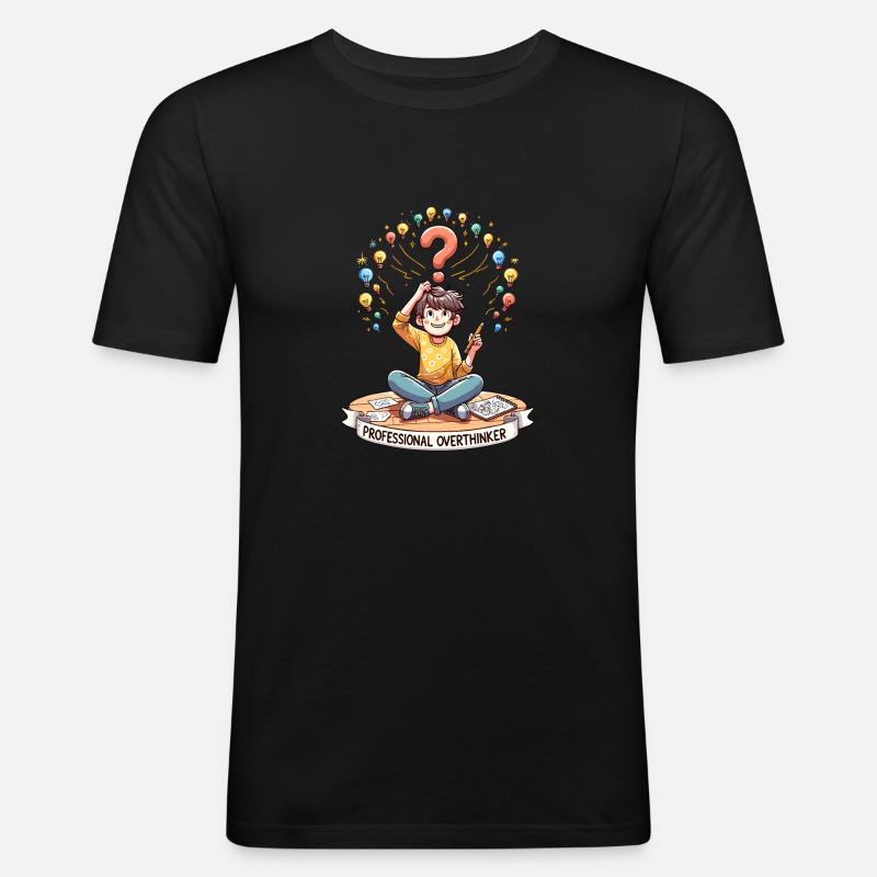 Professional Overthinker - Männer Slim Fit T-Shirt - Schwarz