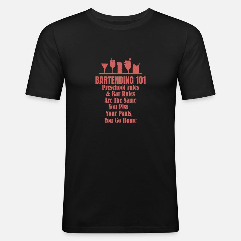 Bartending 101 Barman Cocktail Bartender - T-shirt près du corps Homme - noir