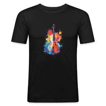 Cello in Wasserfarben - Männer Slim Fit T-Shirt - Schwarz - Vorne - Nik (191cm)