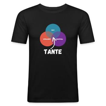Tante - Männer Slim Fit T-Shirt - Schwarz - Vorne - Nik (191cm)