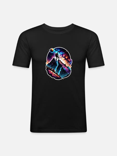 Climbing - Moon - Space - Men's Slim Fit T-Shirt - black