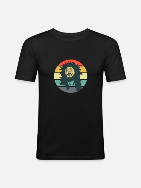 He's Coming Back - Men's Slim Fit T-Shirt - black