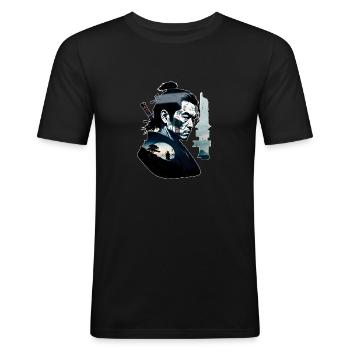 Samurai Warrior - Japan - Demon - Men's Slim Fit T-Shirt - black - Front - Nik (191cm)