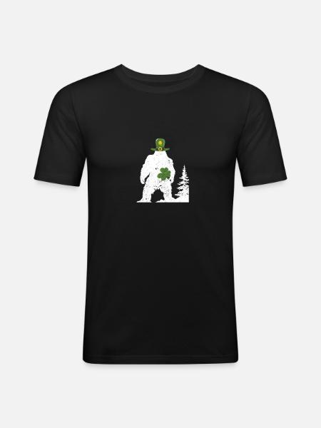 Irish Bigfoot Sasquatch Shamrock Funny - Men's Slim Fit T-Shirt - black