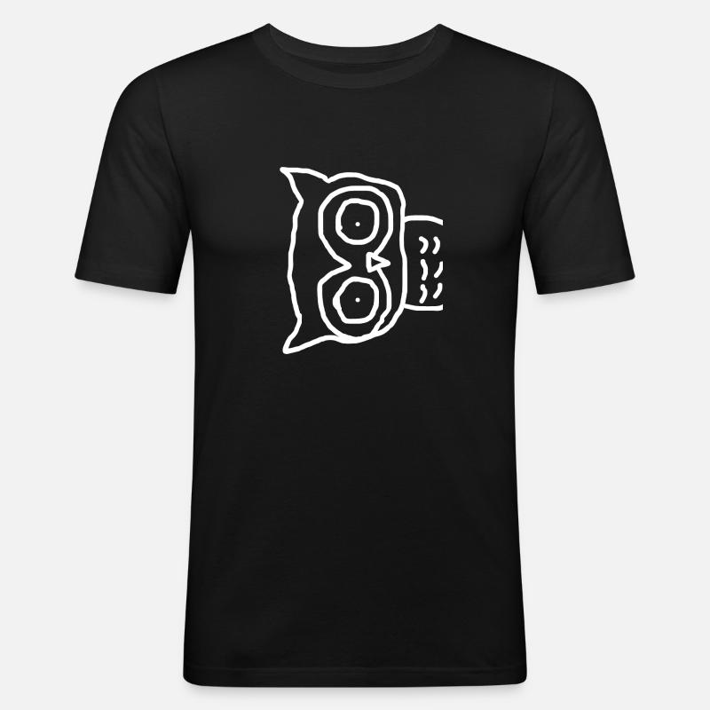 Eule - Männer Slim Fit T-Shirt - Schwarz
