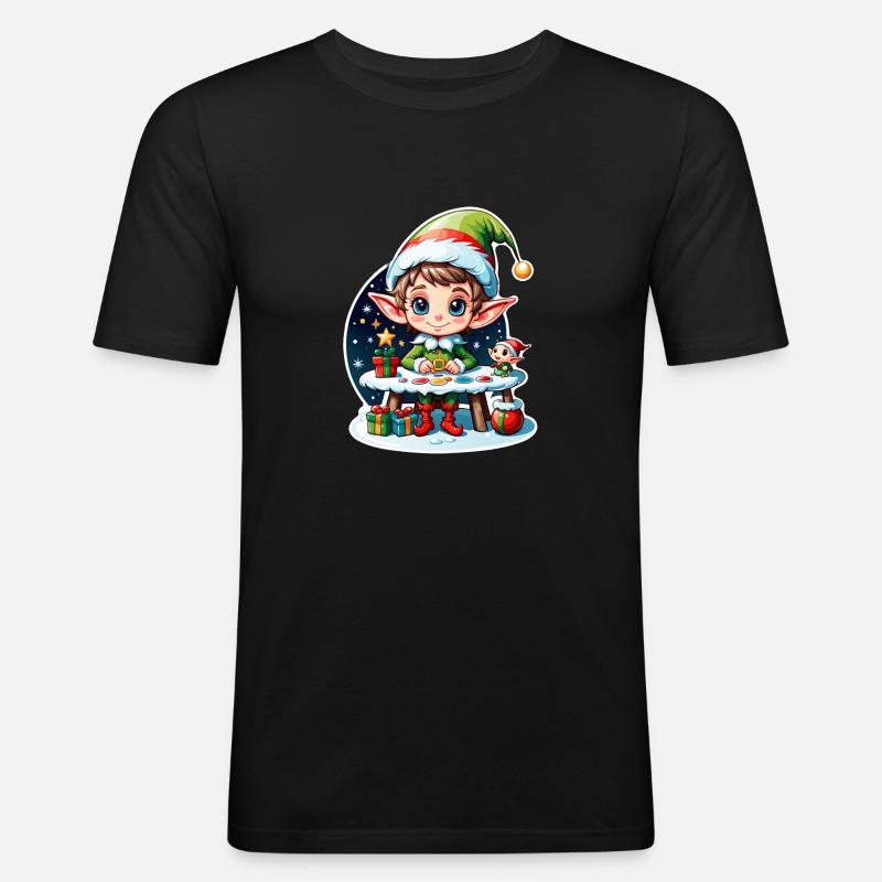 Elf Weihnachten Elf Geschenk - Männer Slim Fit T-Shirt - Schwarz